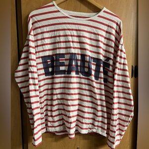 J. Crew Red and White Striped Knit